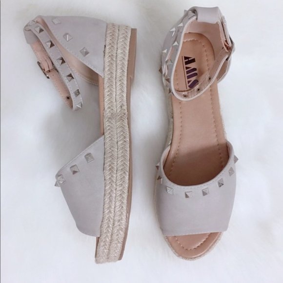 Studded Spike Espadrille Platform Sandals LIGHT GRAY - Picture 3 of 9